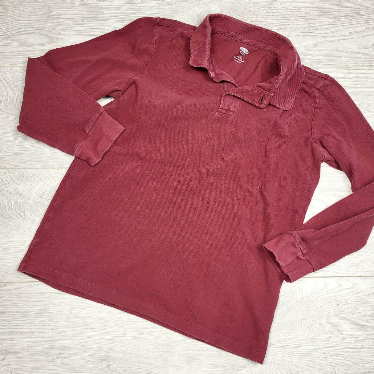 MHL2 - Old Navy burgundy long sleeved polo shirt. Size 10/12