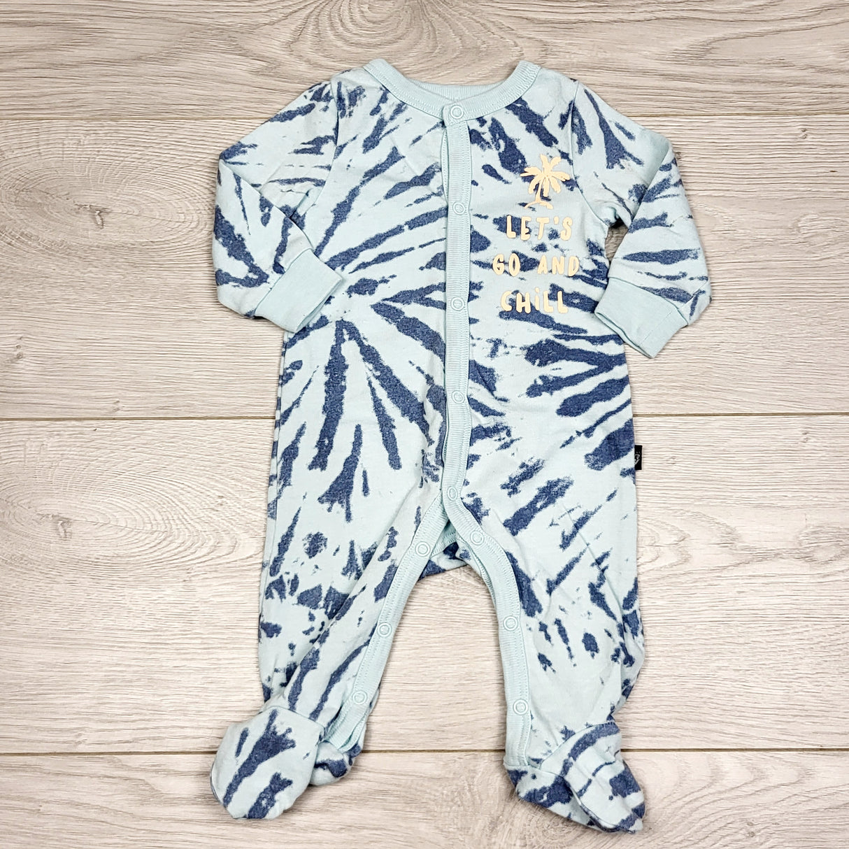 KWTT22 - Mini Heroes blue tie dye cotton sleeper. Size 0-3 months