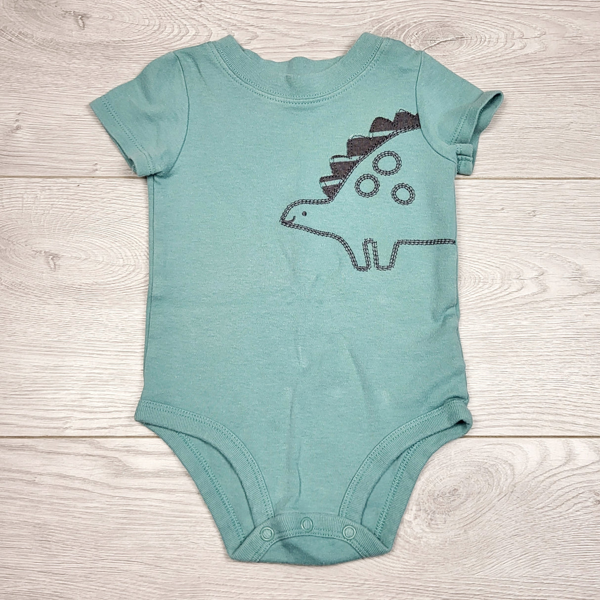 KWTT22 - Child of Mine teal green bodysuit with dinosaur. Size 6-9 months