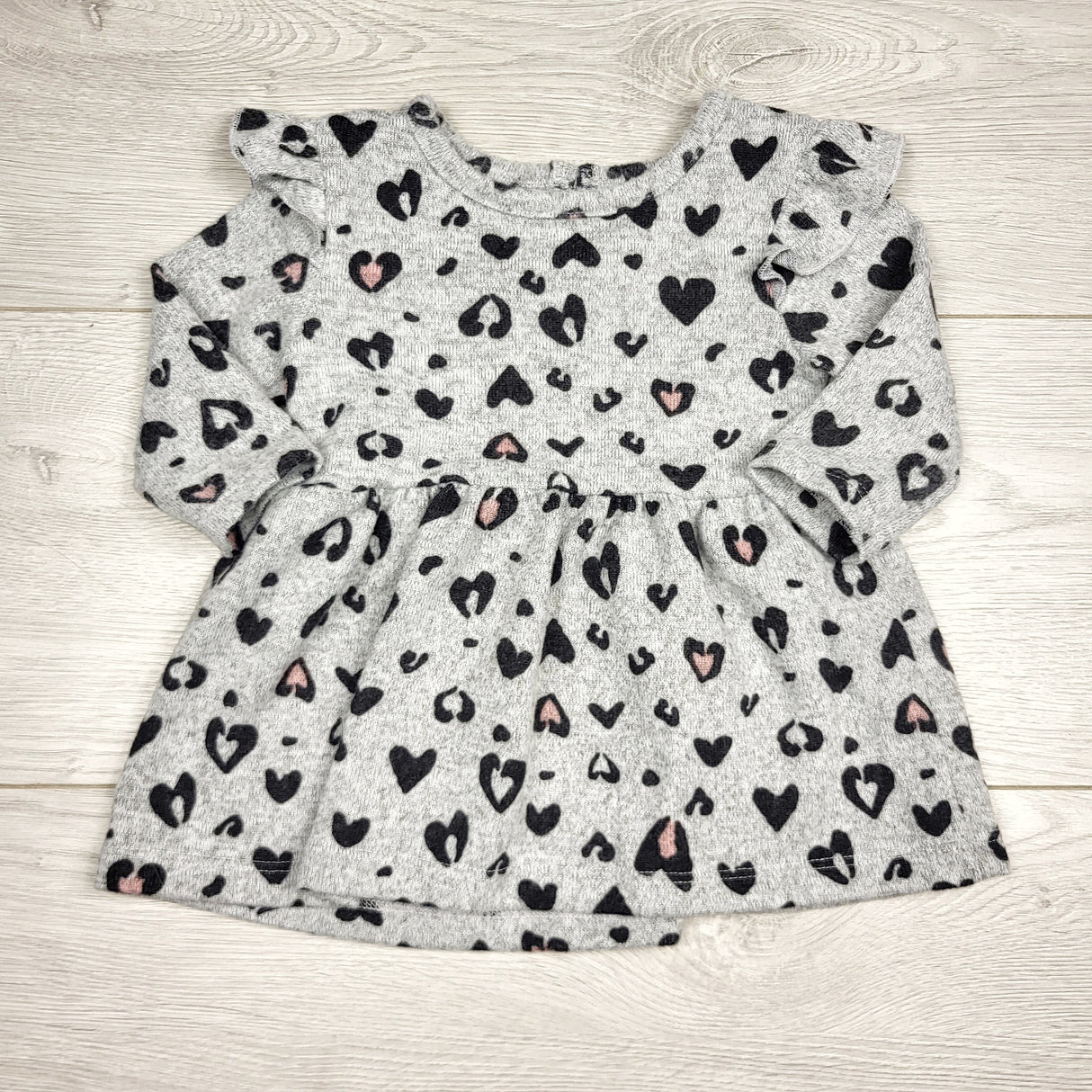 MBLK1 - George grey knit dress with hearts. Size 0-3 months