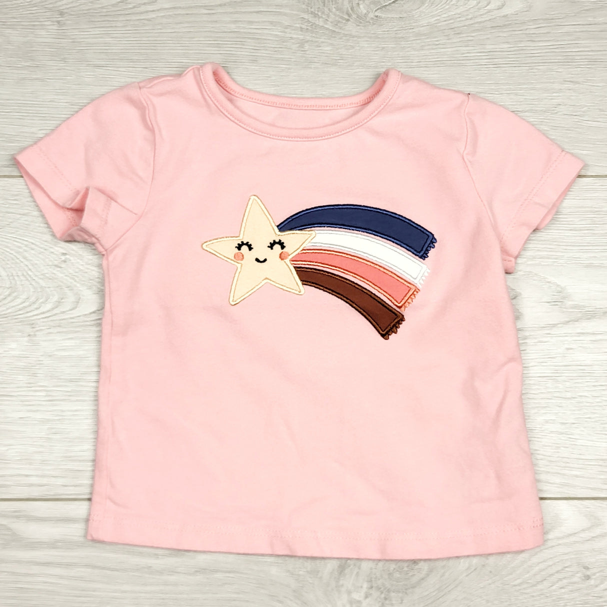 MBLK1 - Pekkle pink t-shirt with shooting star. Size 6 months