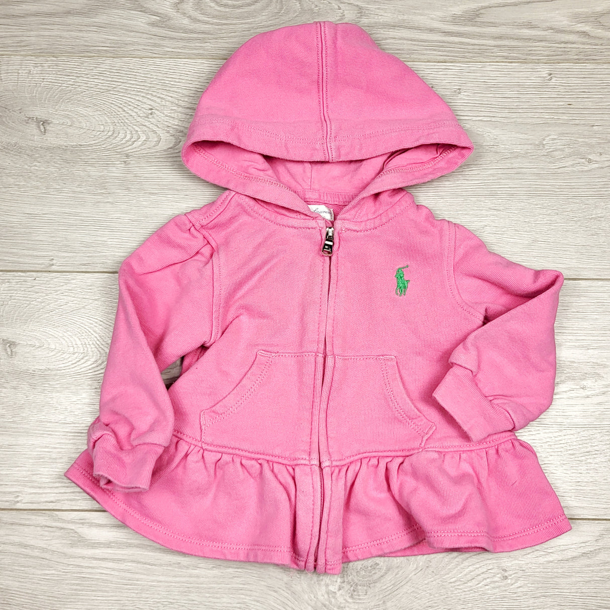 MBLK1 - Ralph Lauren pink zippered hoodie. Size 12 months