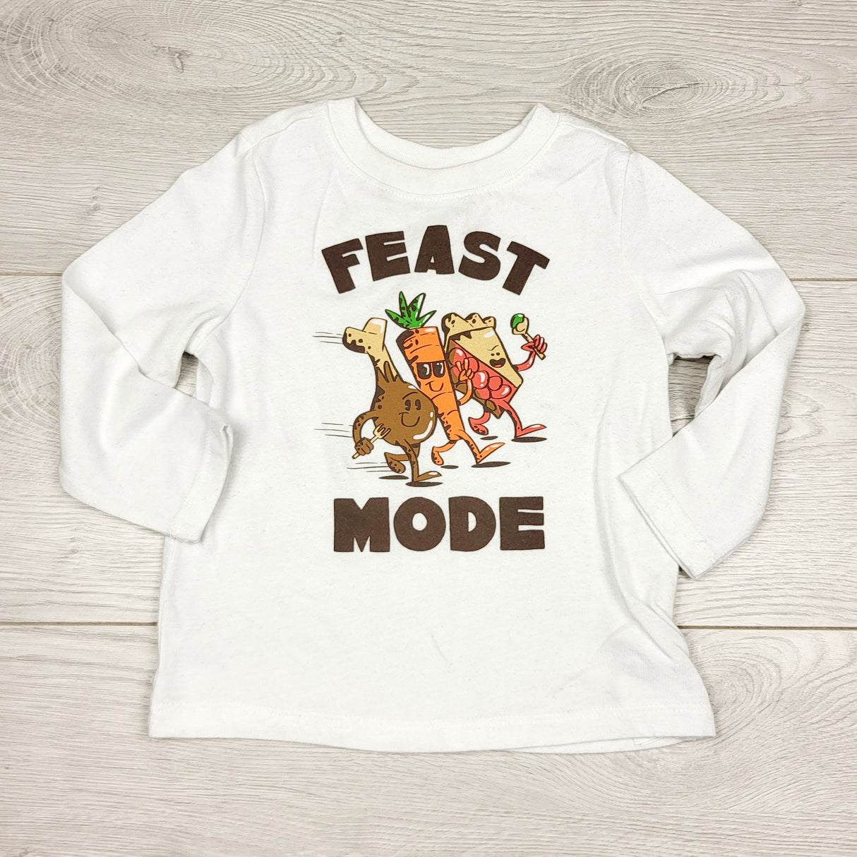 MIRE3 - Old Navy white "Feast Mode" long sleeved top. Size 18-24 months