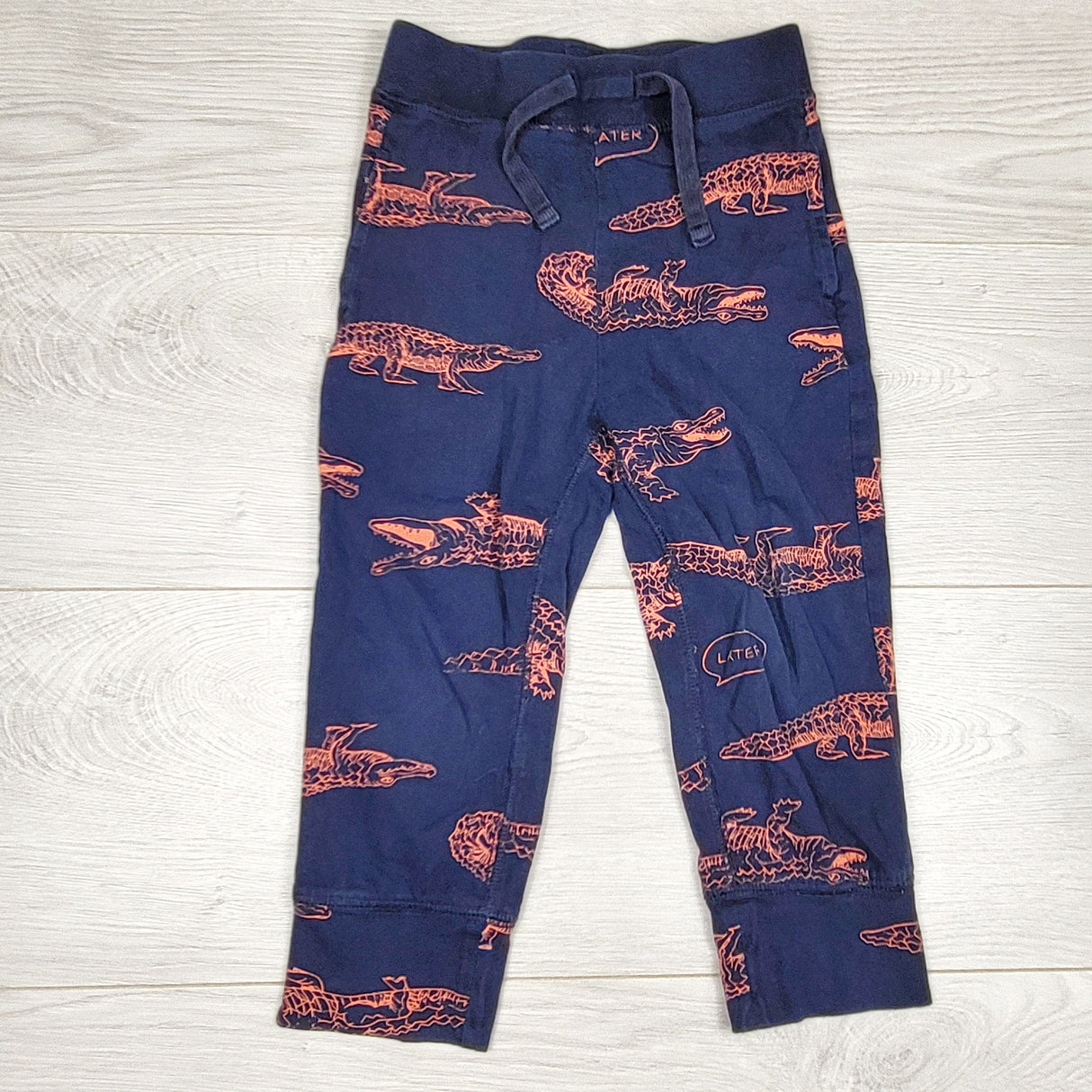 SPLT11 - Gap navy cotton pants with crocodiles. Size 2T