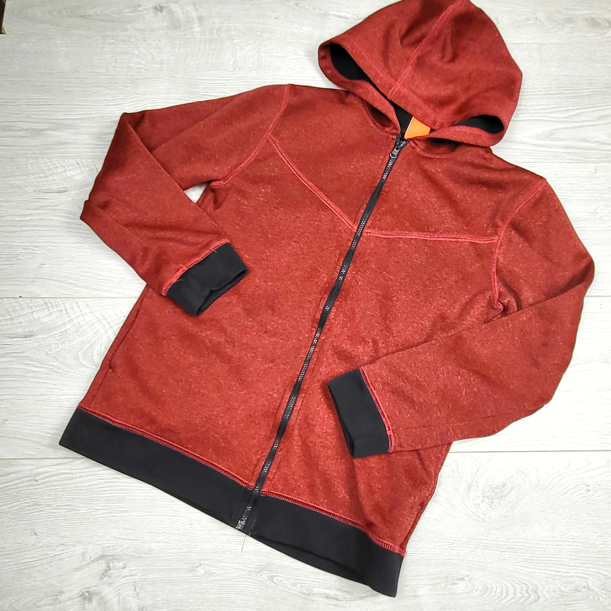 CHAM1 - Joe red fleecy lined zip up active hoodie. Size 14