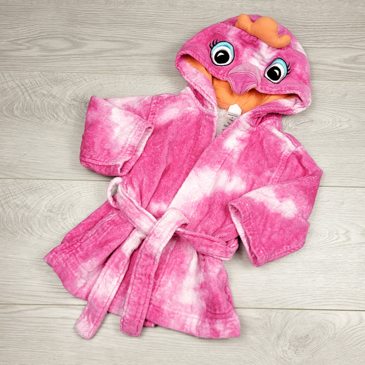 JFLM2 - Pekkle pink terrycloth hooded towel / robe. Size 2T