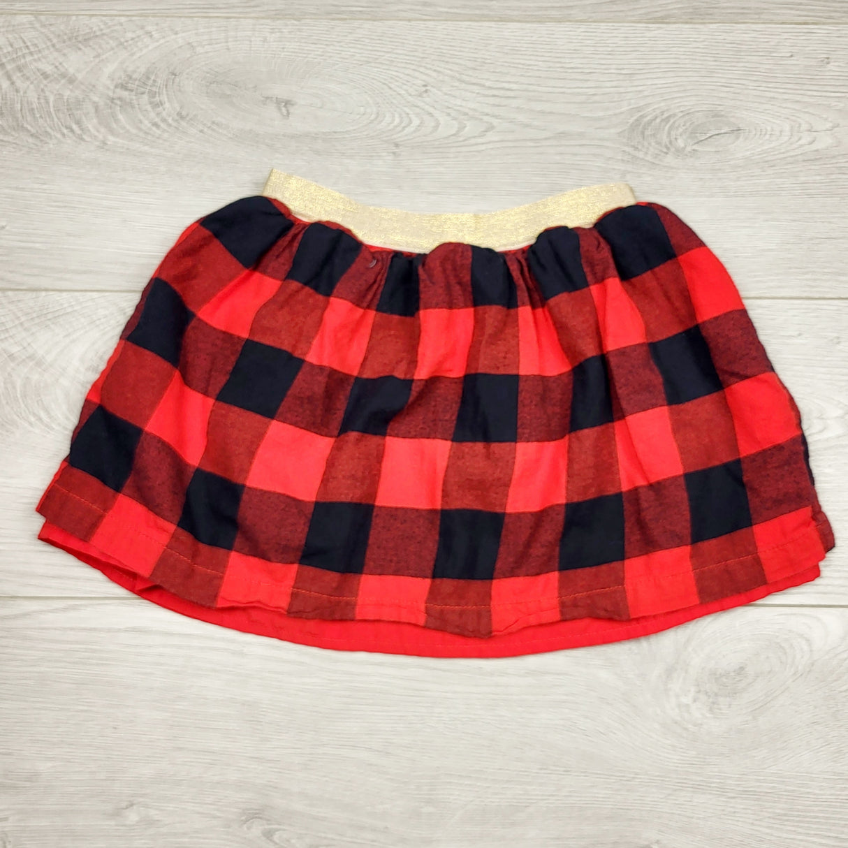 SPLT2 - Carters red buffalo plaid flannel skirt. Size 4/5T