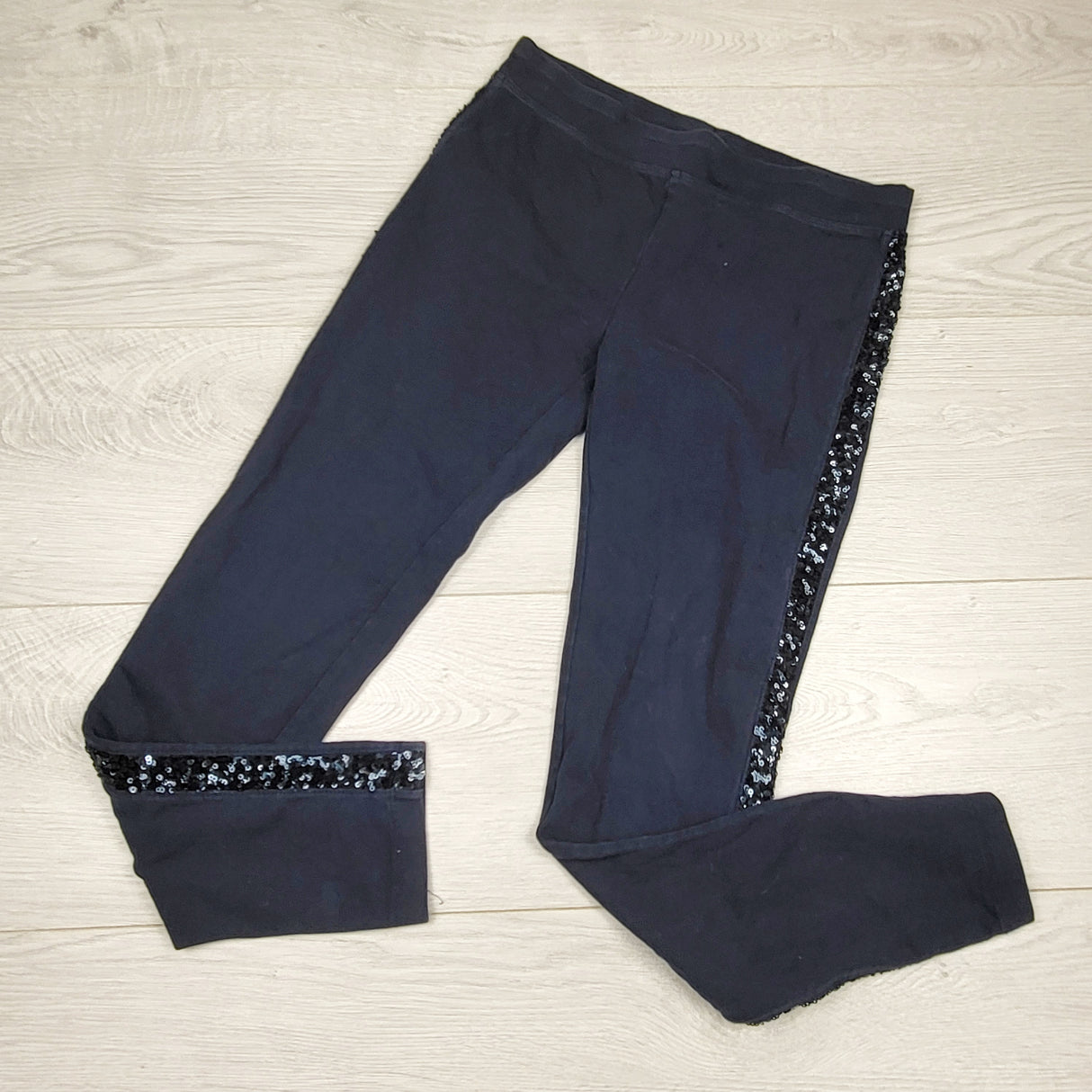 SPLT2 - Joe navy leggings with sequin side stripe. Size 10/12