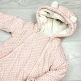 MBLK22 - Gap pink polka dot minky lined bunting suit. Size 6-12 months