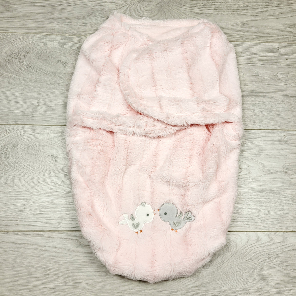 MBLK22 - Blankets and Beyond pink minky swaddle with birds