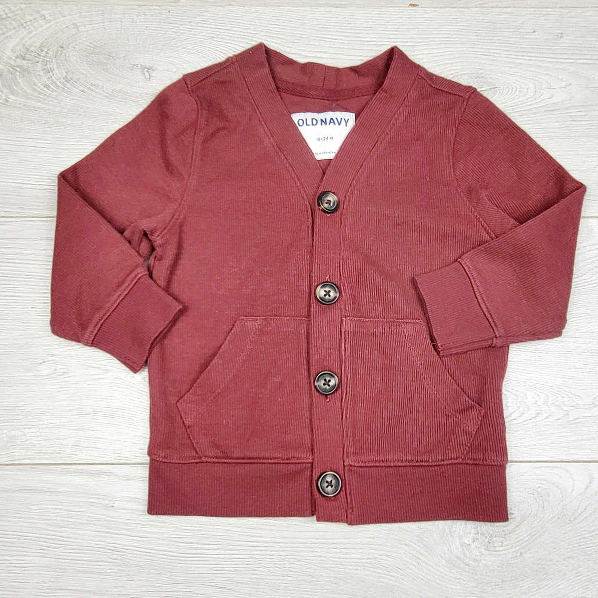 MIRE4 - Old Navy burgundy cardigan sweater. Size 18-24 months