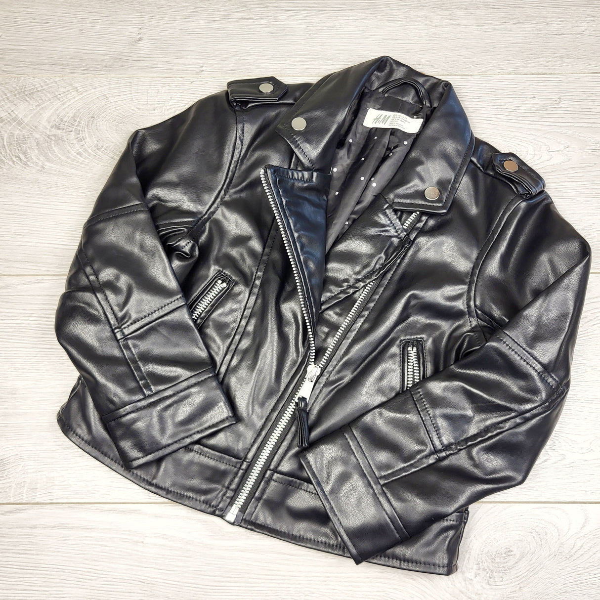 AWAT1 - H and M faux leather motorcycle jacket. Size 4/5T