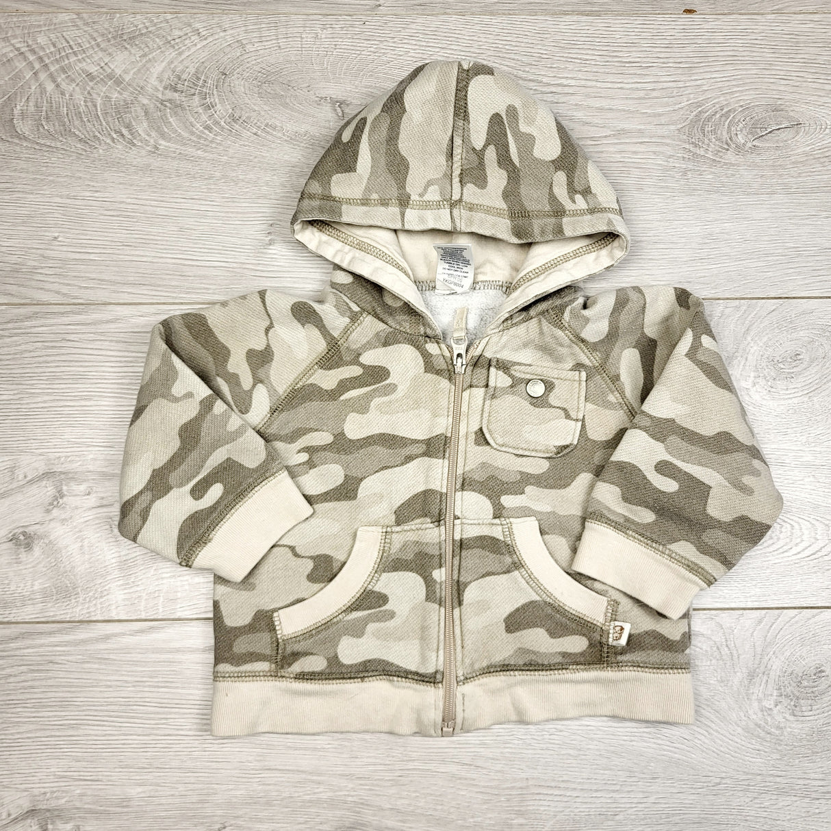 AWAT1 - Old Navy camouflage zip up cotton hoodie. Size 3-6 months