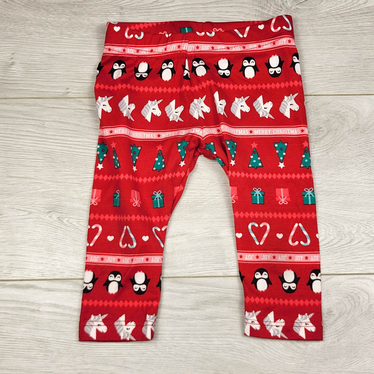 KWTT23- George red holiday themed leggings. Size 6-12 months