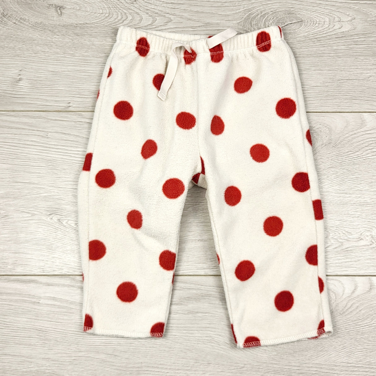 KWTT24 - Gap white and red polka dot fleece pants. Size 6-12 months