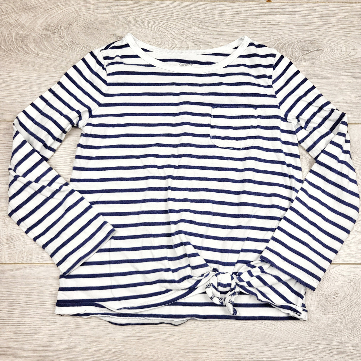 BNG2 - Carters navy striped knotted long sleeved top. Size 5T