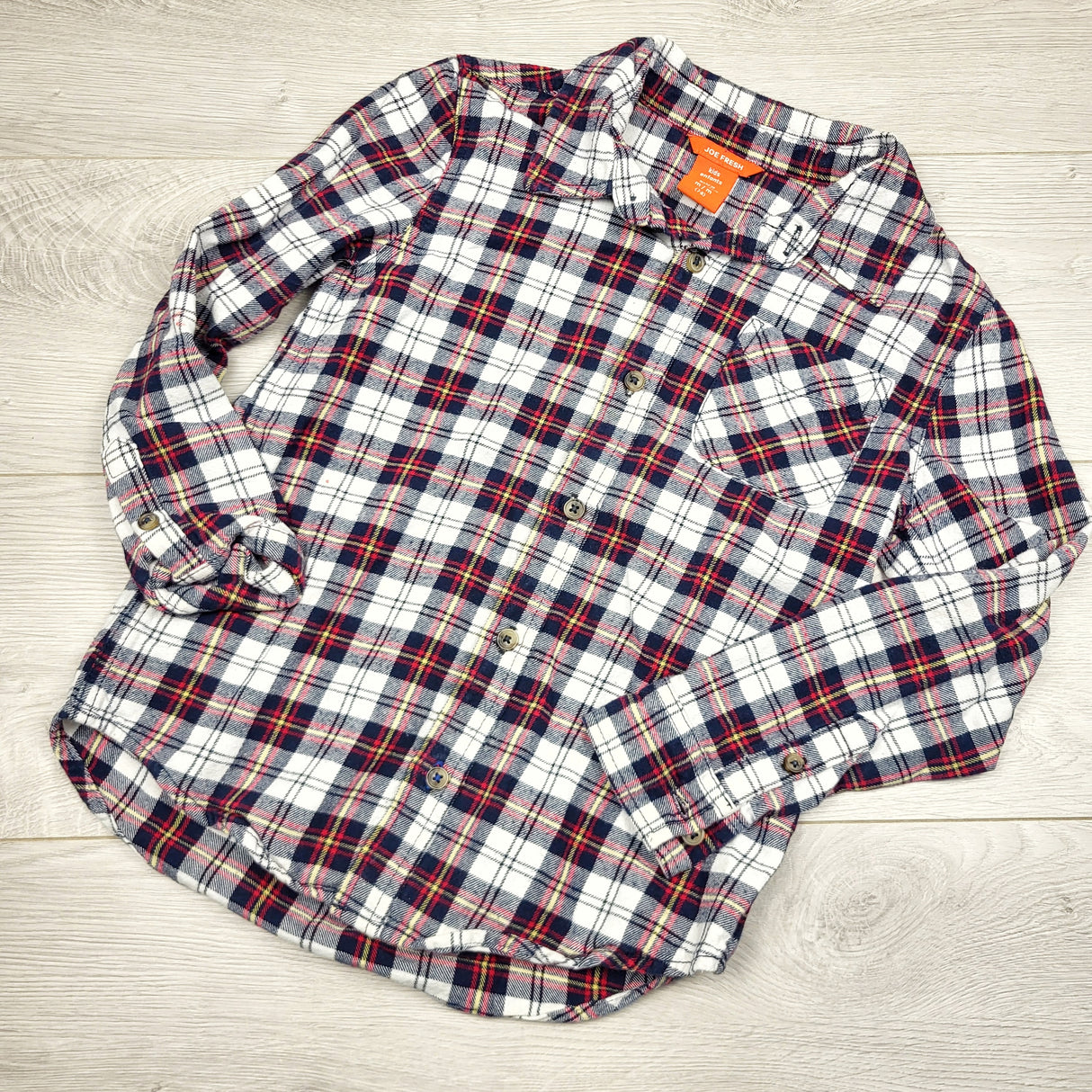 DPAR2 - Joe red plaid flannel button down shirt. Size 8