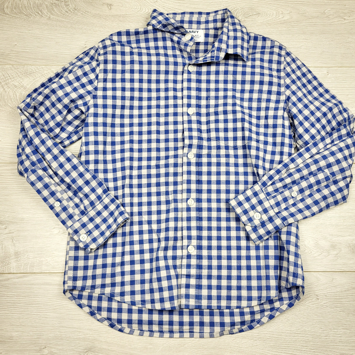 DPAR2 - Old Navy blue checked button down shirt. Size 8