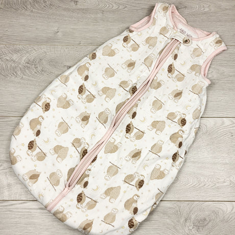 ECRS2 - First Wish organic cotton sleep sack with owls. Size 0-6 months