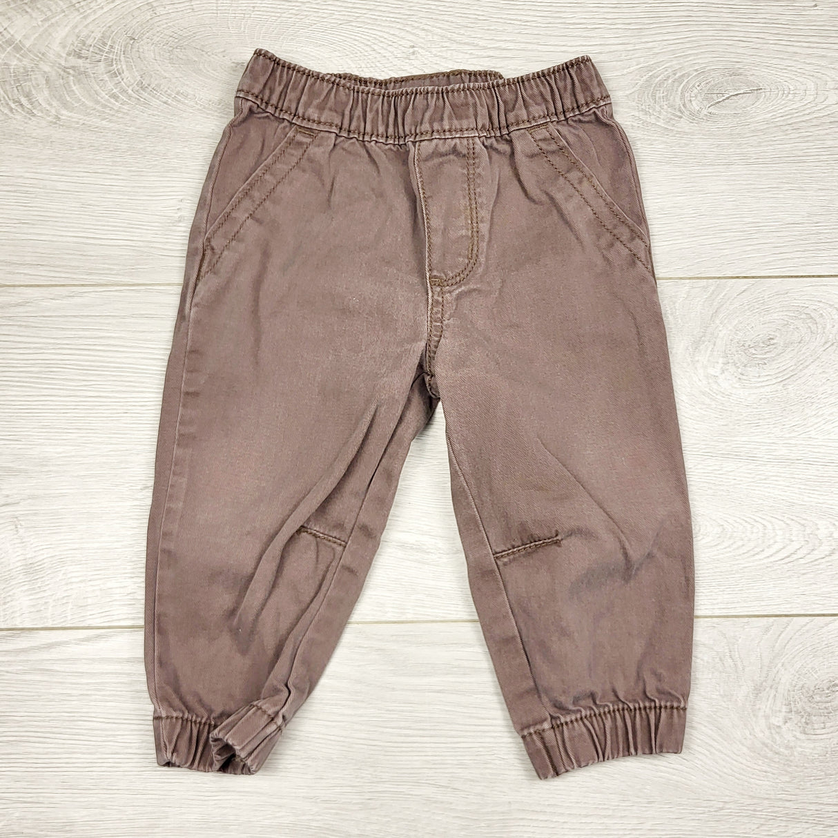 ECRS2 - Carters brown pull on canvas pants. Size 12 months