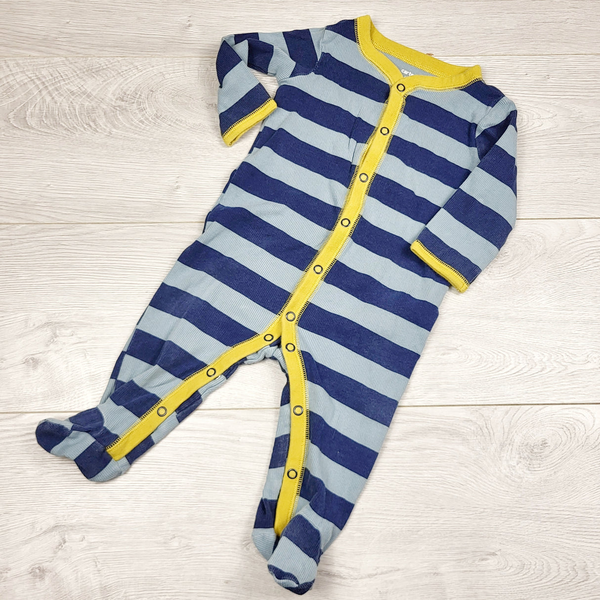 ECRS2 - Carters blue striped ribbed cotton sleeper. Size 9 months