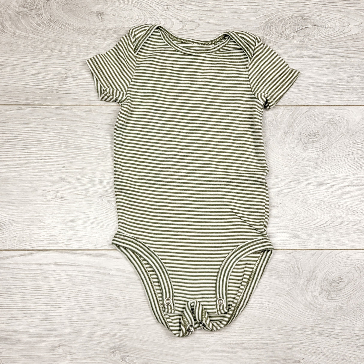 ECRS2 - Little Planet green striped bodysuit. Size 6 months