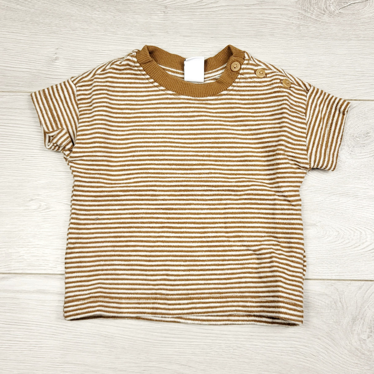 ECRS2 - Old Navy brown striped rib knit t-shirt. Size 3-6 months