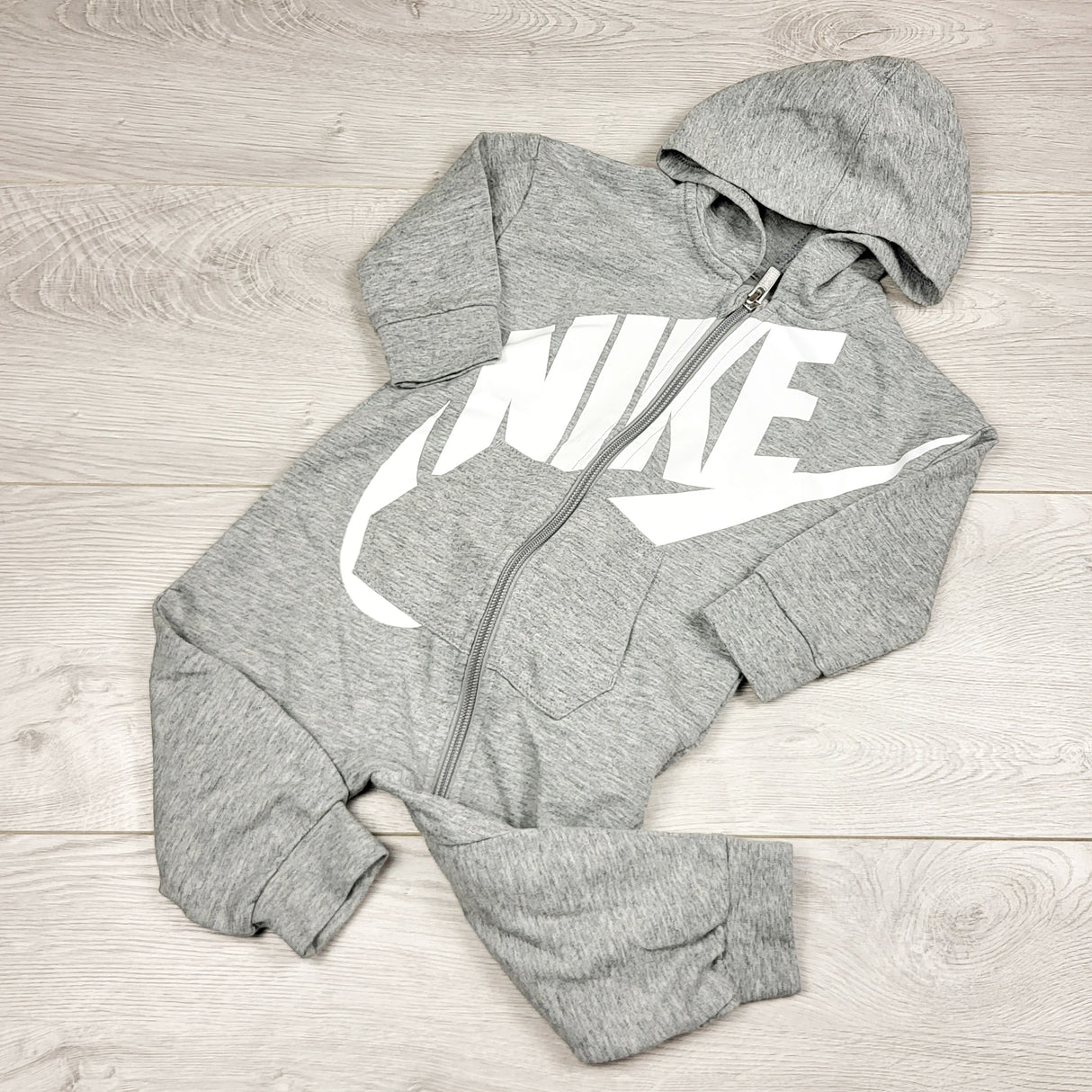 ECRS2 - Nike grey zippered cotton romper. Size 12 months