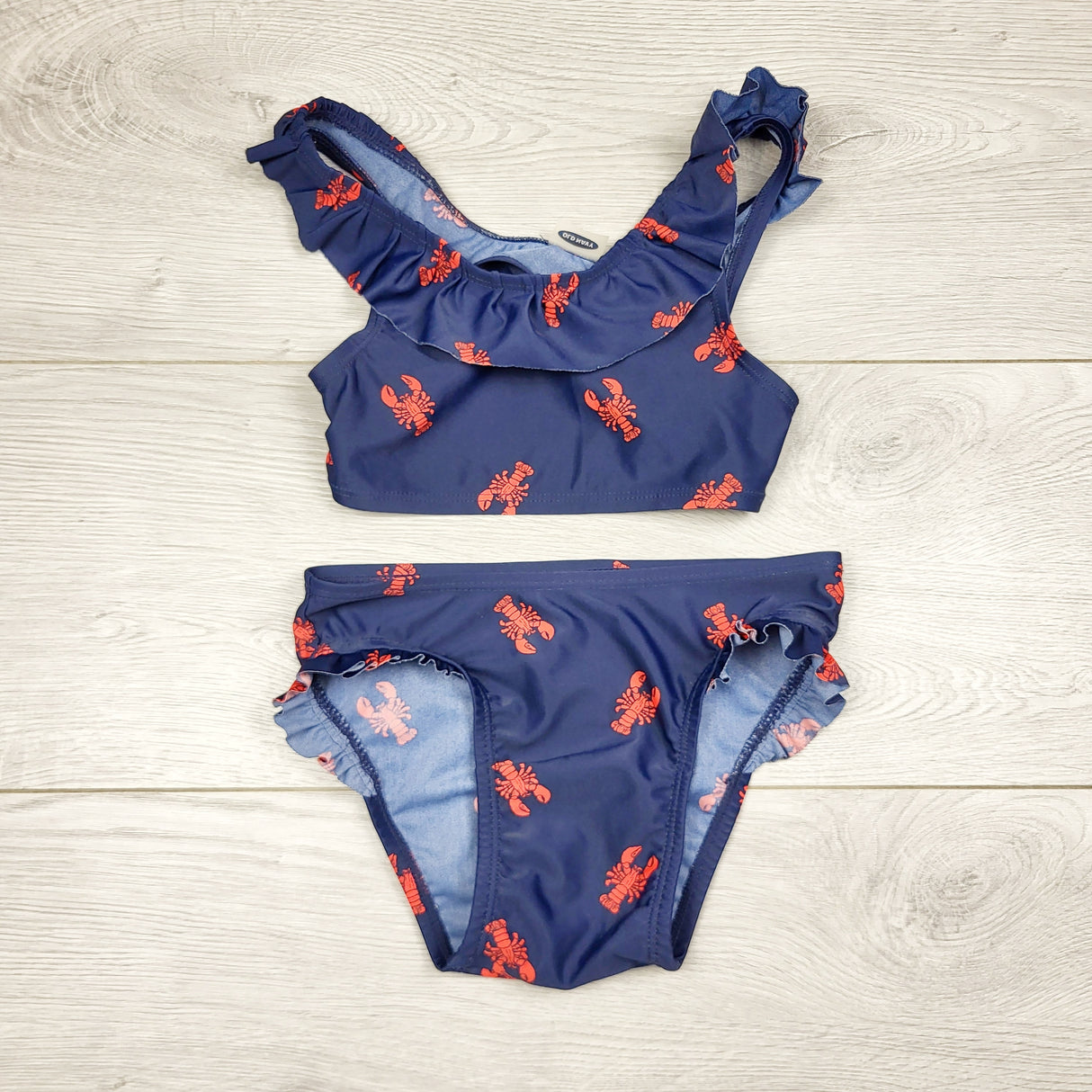 MHAN3 - Old Navy navy 2pc swimsuit with lobsters. Size 4T