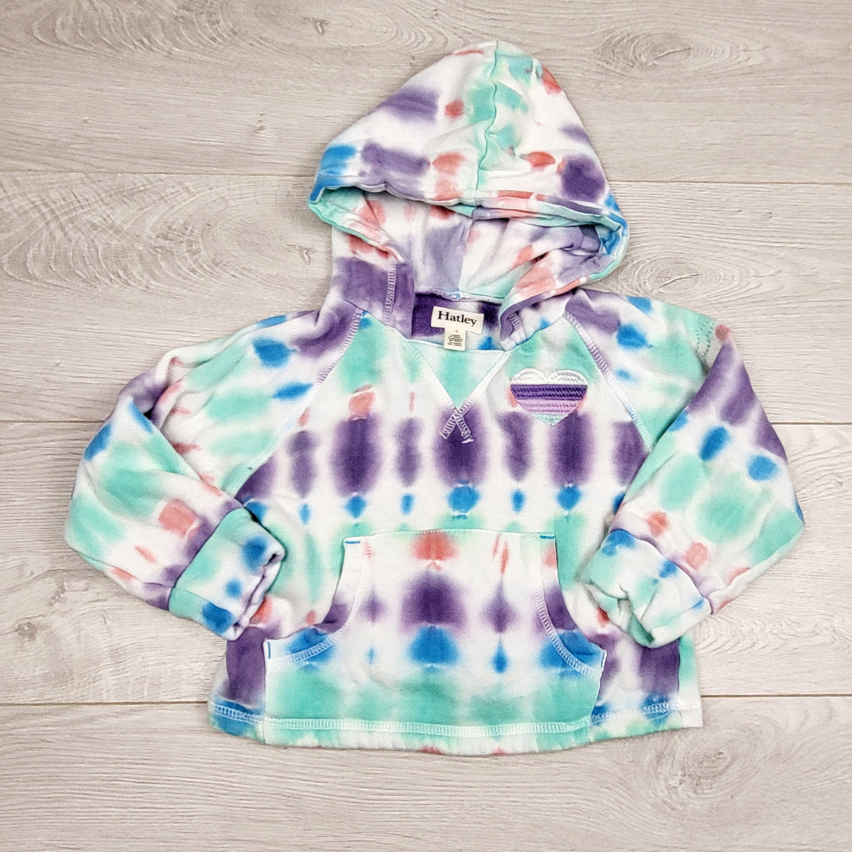 RMAZ2 - Hatley tie dyed fleecy lined hoodie. Size 4T