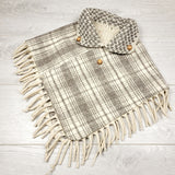 RMAZ3 - Wool plaid poncho / capelet. Approx 3/4T