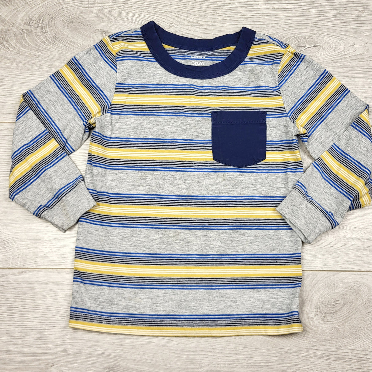 RMAZ33 - Carters grey striped long sleeved top. Size 3T