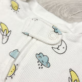 ECRS3 - Carters white ribbed zippered cotton sleper with Kawaii drawings. Newborn size