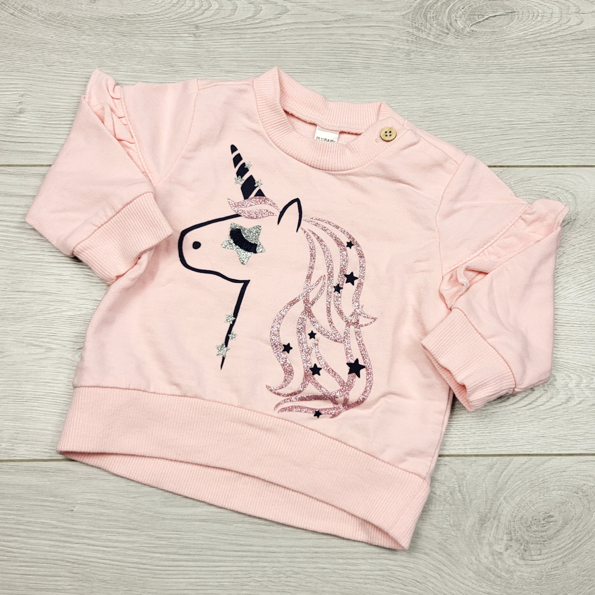 ECRS33 - PL Baby pink sweatshirt with unicorn. Size 3 months