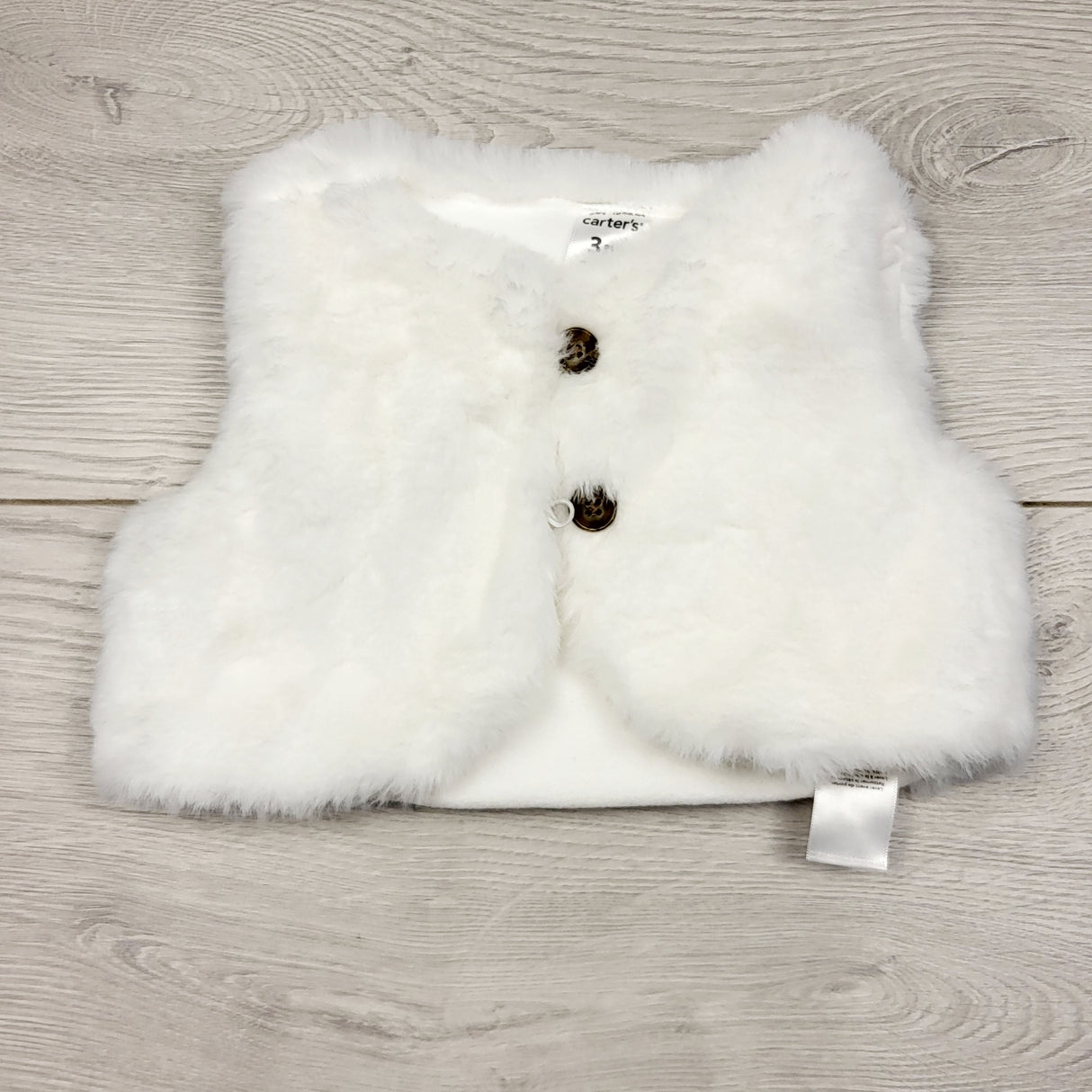 ECRS31 - Carters white faux fur vest. Size 3 months