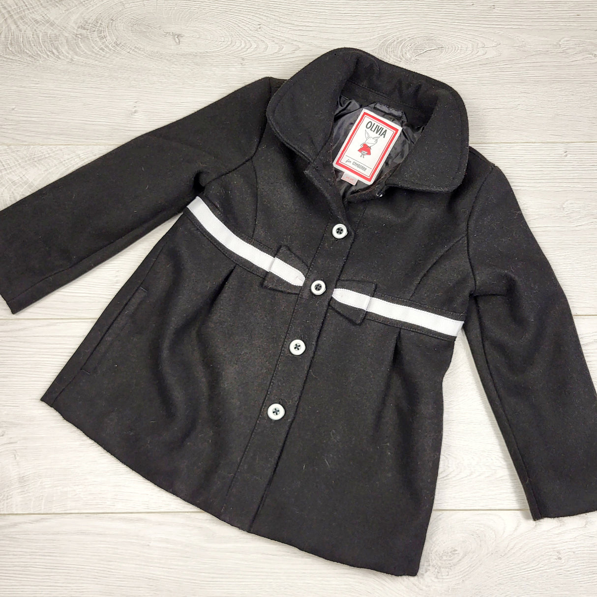 HBRK1 - Gymboree x Olivia black bow pea coat. Size 2/3T