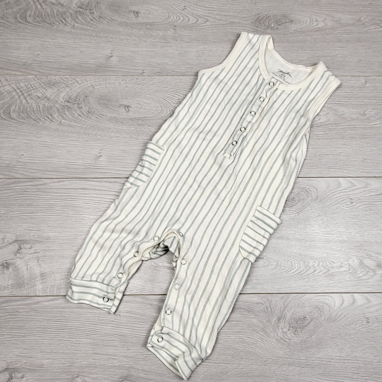 SPRCH2 - Pehr striped organic cotton romper. Size 6-12 months