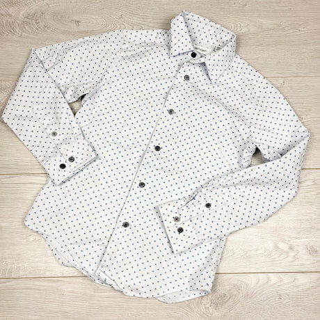 DPAR3 - Calvin Klein white polka dot button down shirt. Size 8