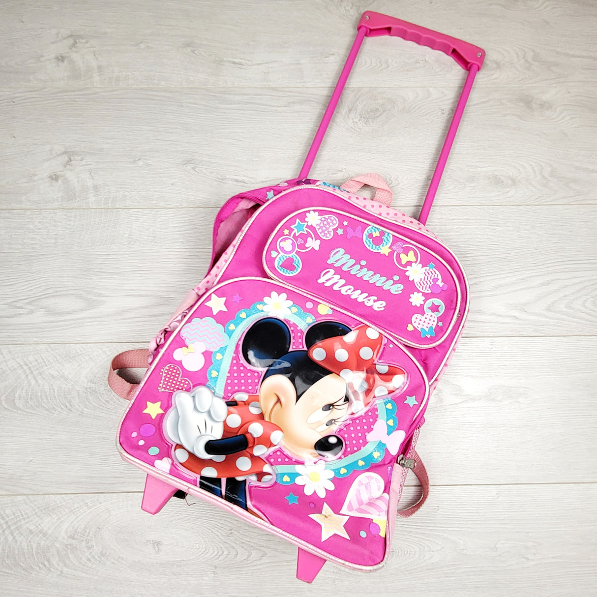 RMAC2 - Minnie Mouse pink rolling suitcase backpack. Local pick up or delivery only