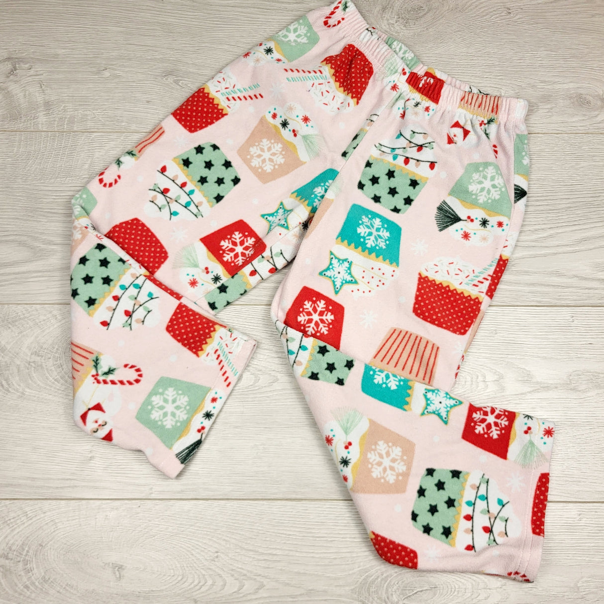 VBSH1 - Carters pink fleece holiday themed PJ pants. Size 6