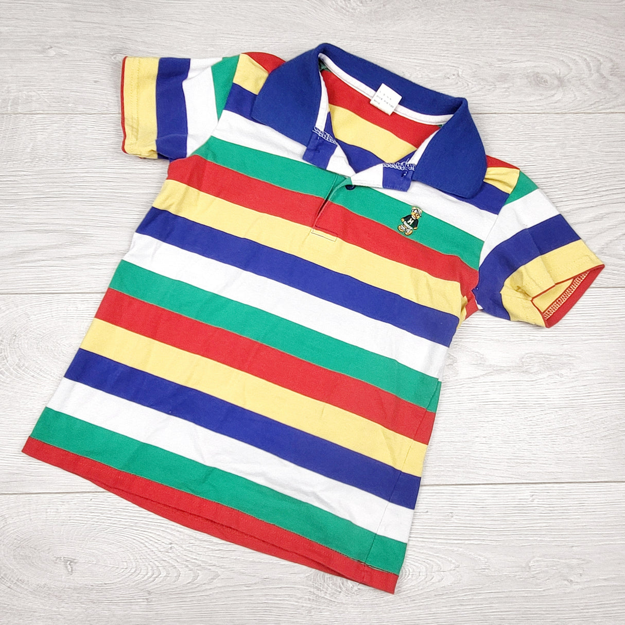 DPAR4 - Multi-striped collared t-shirt. Approx size 7/8