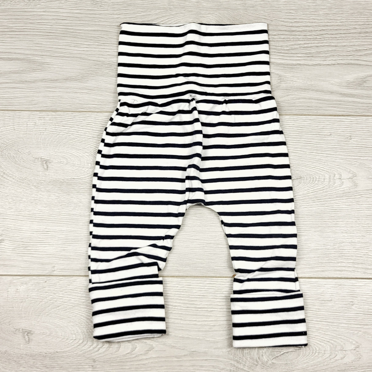 ECRS44 - Handmade black and white striped grow with me pants. Approx 3 to 18 months