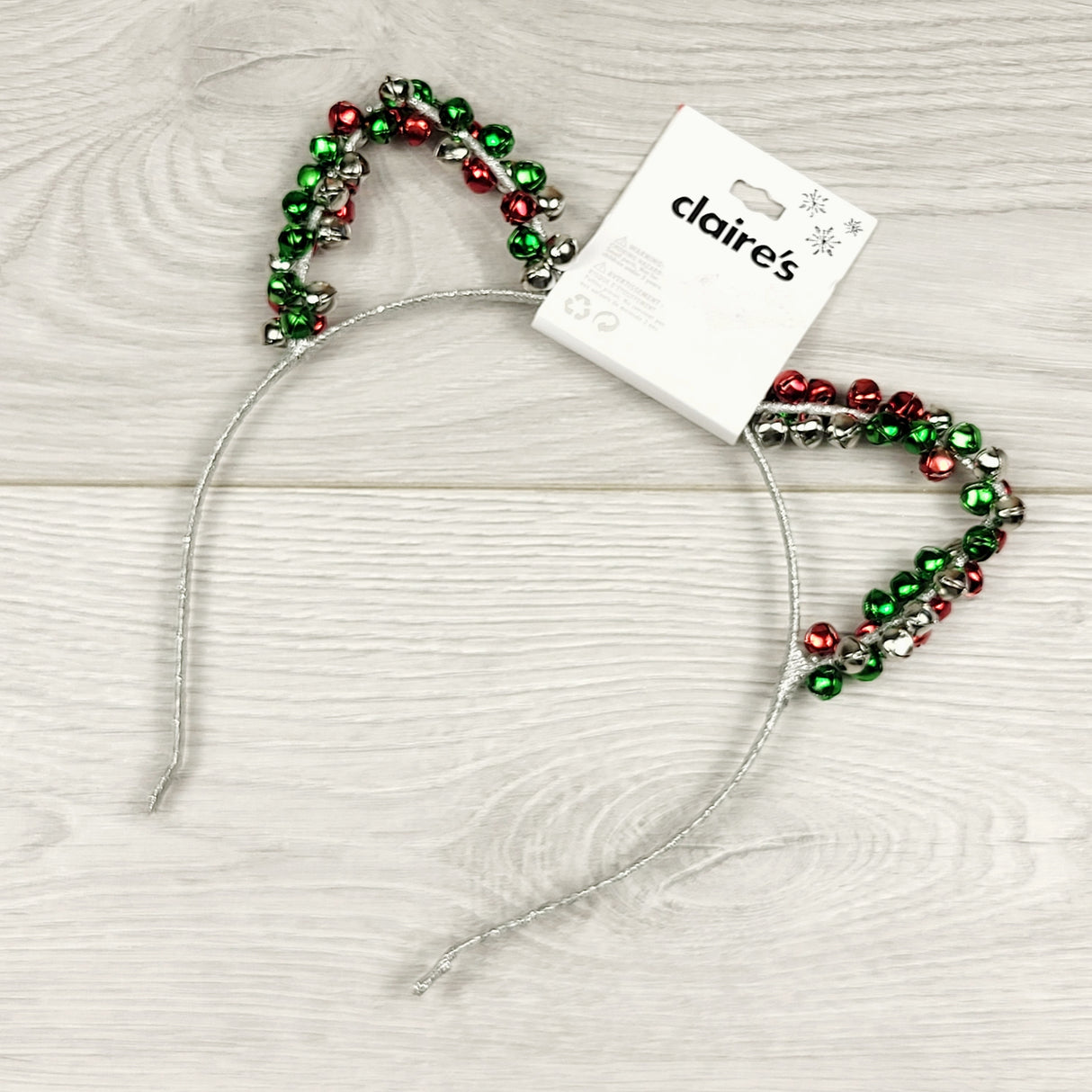 CKFT1 - NEW - Claire's Christmas themed kitty ear jingle bells headband