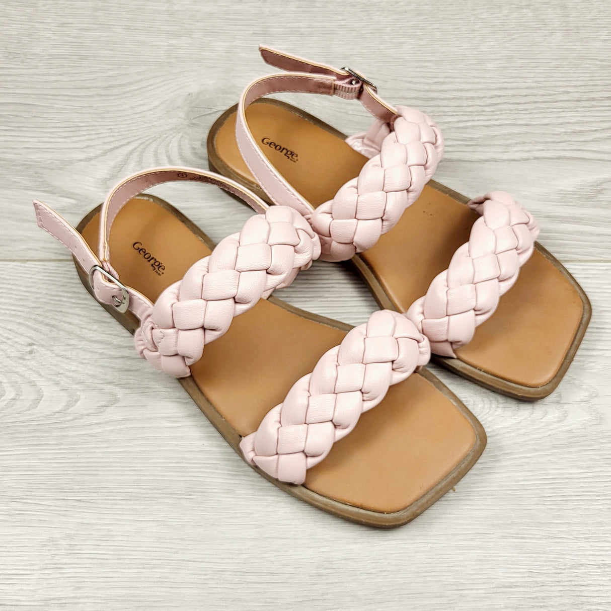 CKFT1 - George pink braided sandals. Sizes 13 and Youth size 1 available