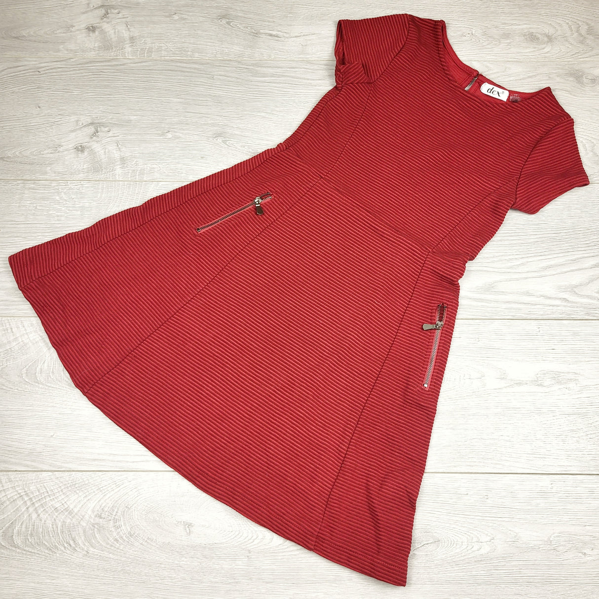 BVRN1 - Dex red ribbed textured dress. Size 10