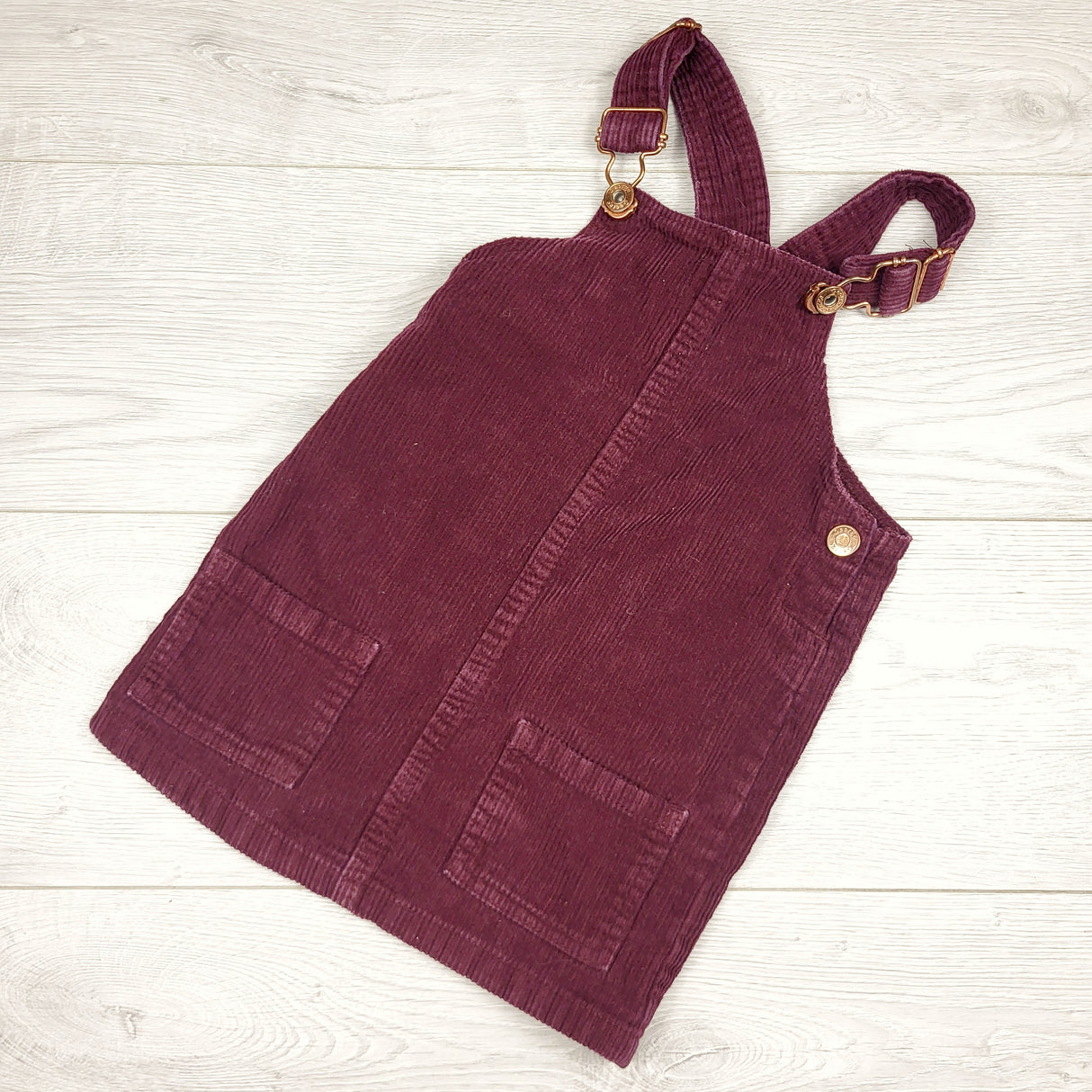 BVRN1 - George plum coloured corduroy bib dress. Size 4T