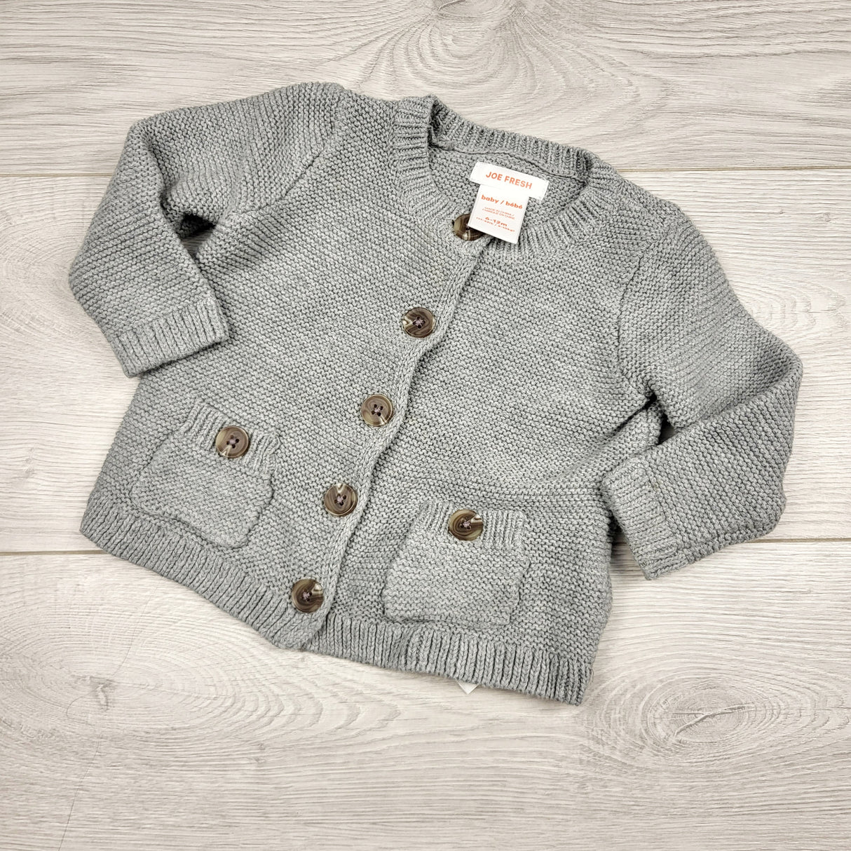 BVRN1 - Joe grey cardigan sweater. Size 6-12 months