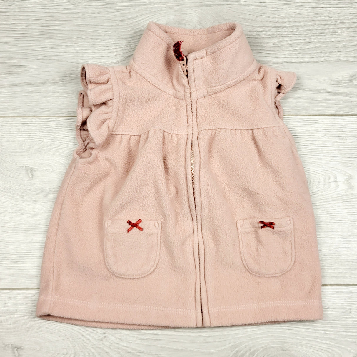 COWN1 - Carters pink fleece zippered vest. Size 9 months