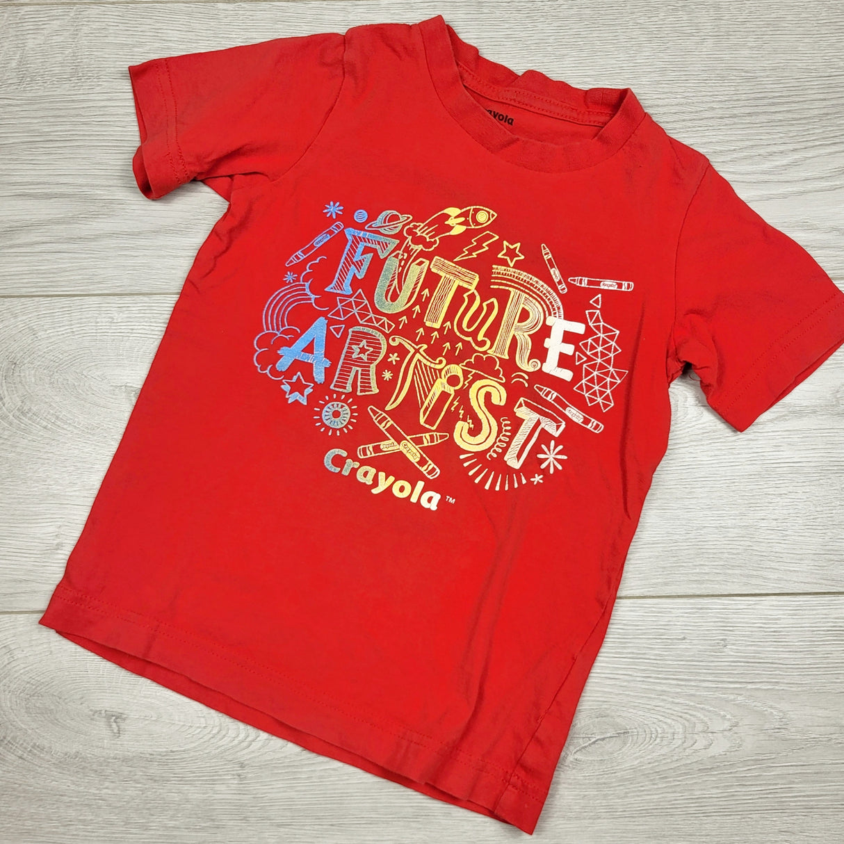 MYOUS1 - Crayola red "Future Artist" t-shirt. Size 3/4T