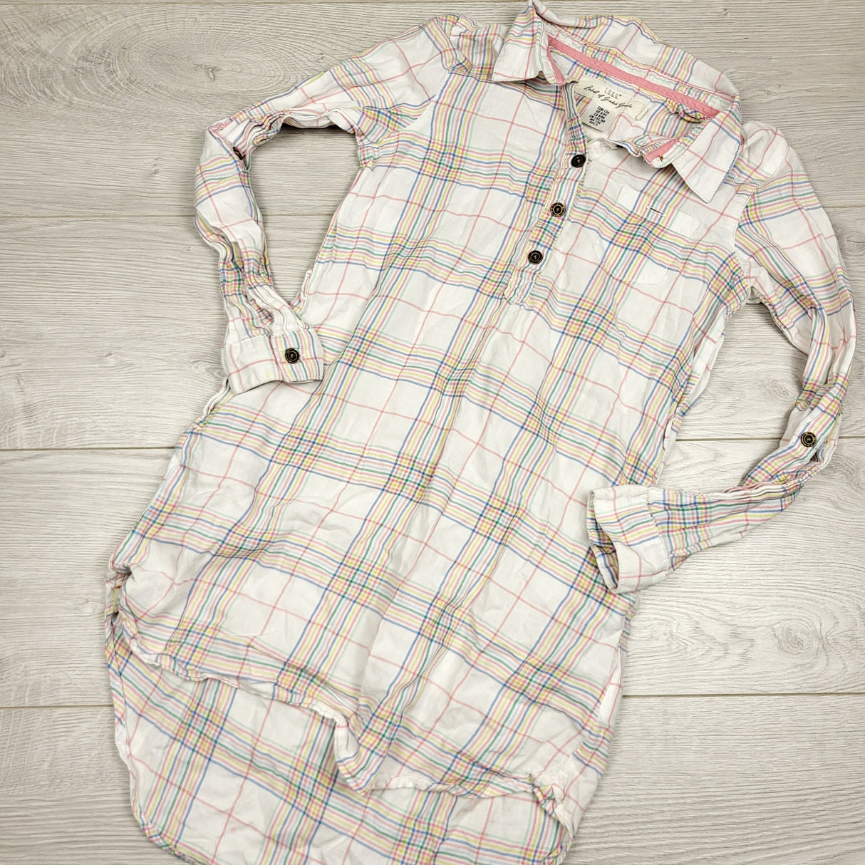 BVRN2 - L.O.G.G. white plaid dress. Size 8/9